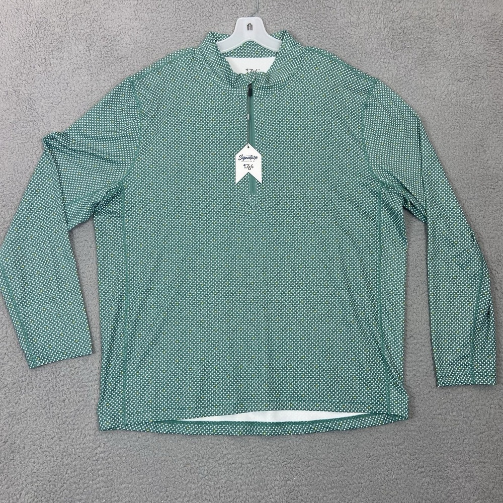 1764 Golf Iconic Quarter Zip Pullover Mens XL Green Ash Performance Stretch NWT